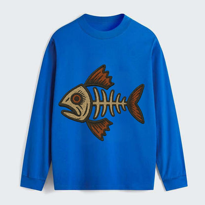 Fish Skeleton  - Classic Long Sleeve Shirt - Blue