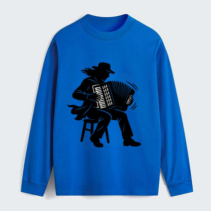 Accordion player street musician - Classic Long Sleeve Shirt - Blue