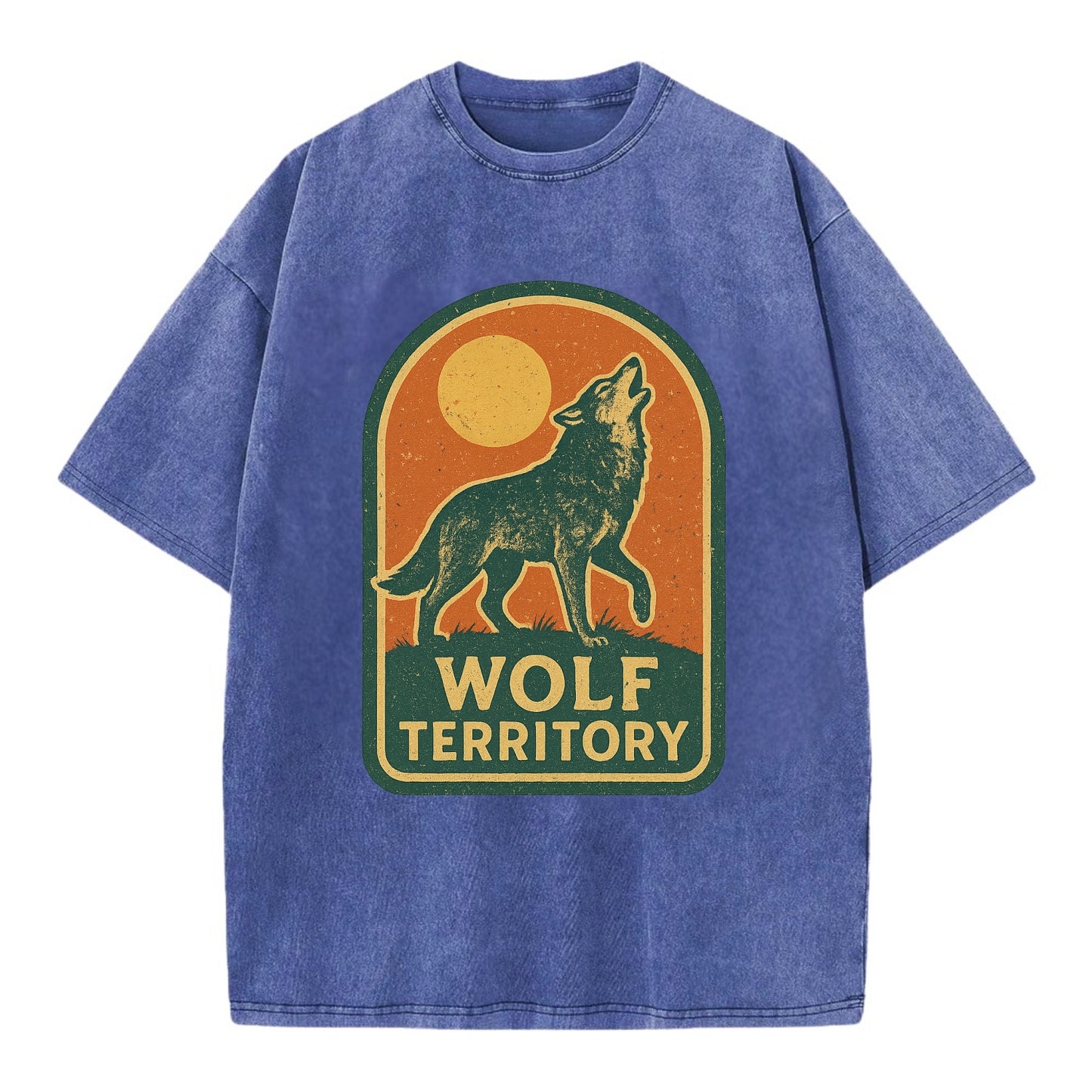 Wolf Territory Marking  - Vintage T-shirt - Blue