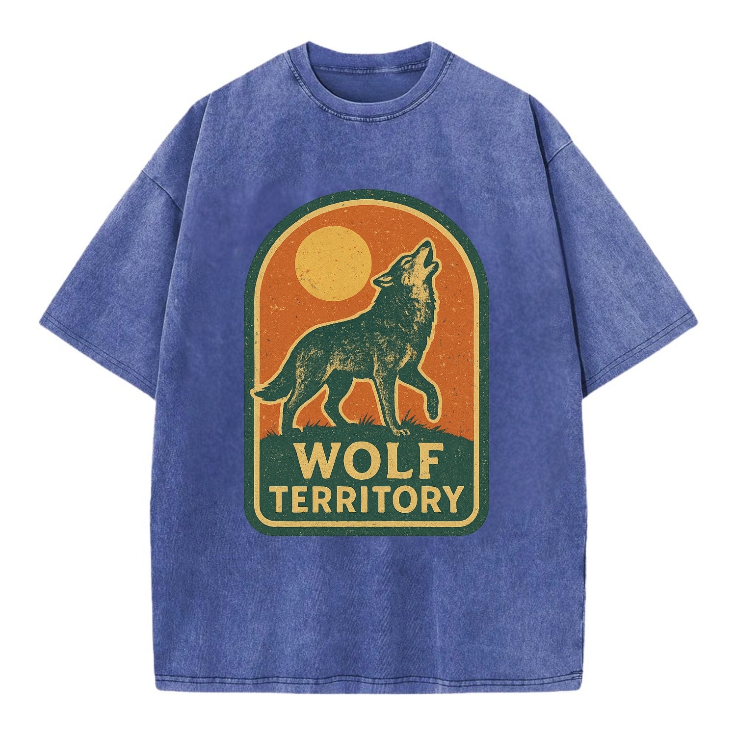 Wolf Territory Marking  - Vintage T-shirt - Blue