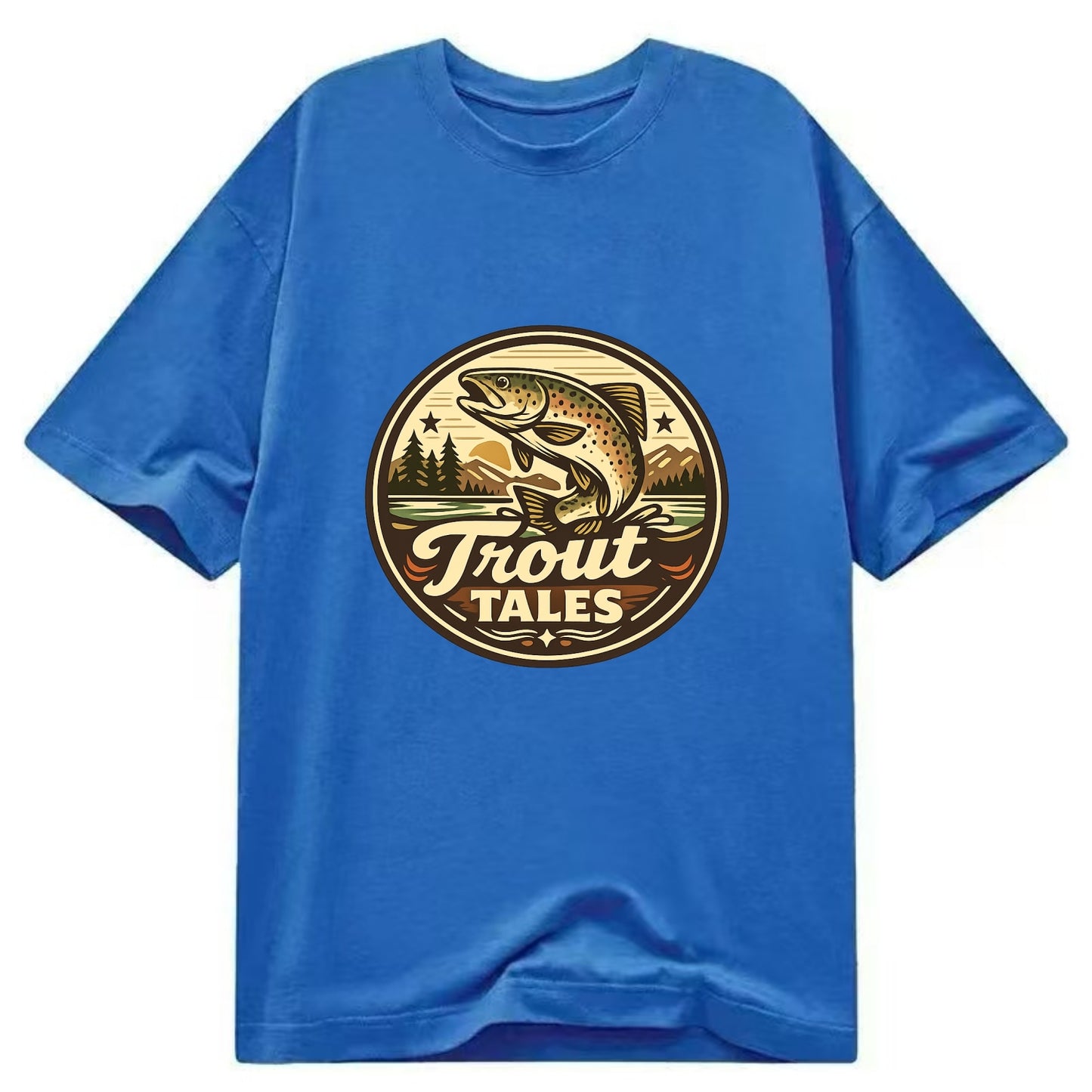 Trout Tales Adventure Emblem - Classic T-shirt - Blue