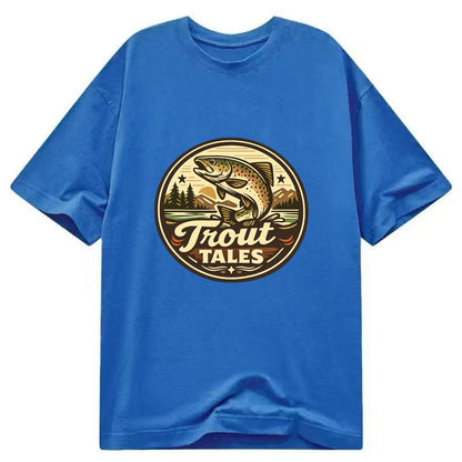 Trout Tales Adventure Emblem - Classic T-shirt - Blue