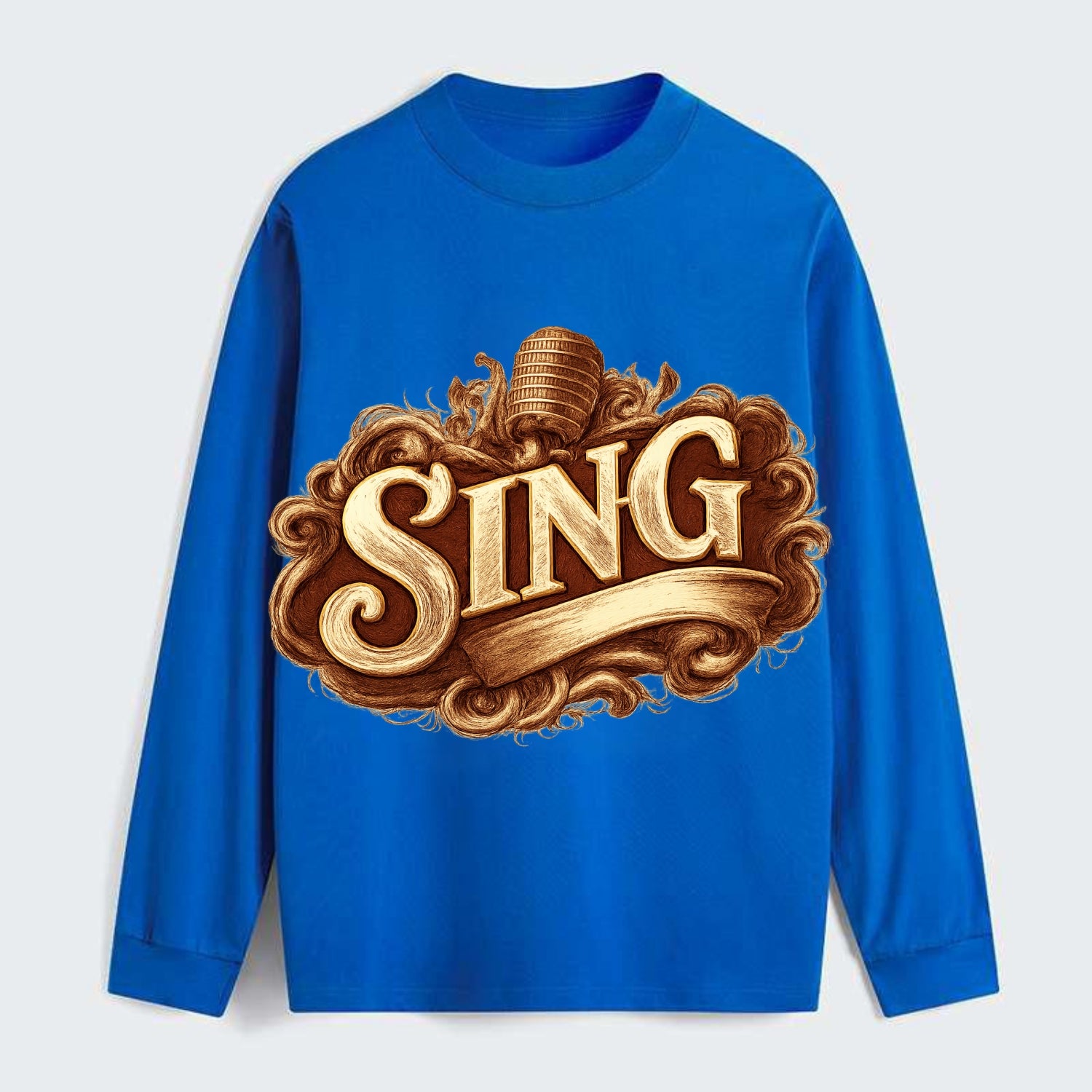 Bold typography design - "SING" - vocal expression, musical soul - Classic Long Sleeve Shirt - Blue