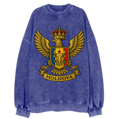 Moldova Heritage Badge  - Vintage Sweatshirt - Blue