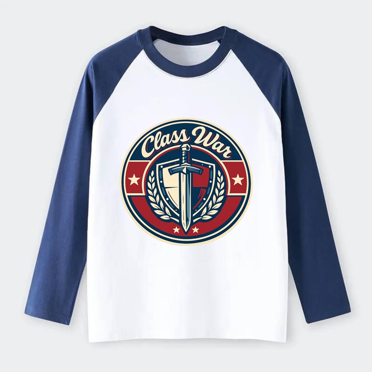 class war - Raglan Long Sleeve T-Shirt - Blue