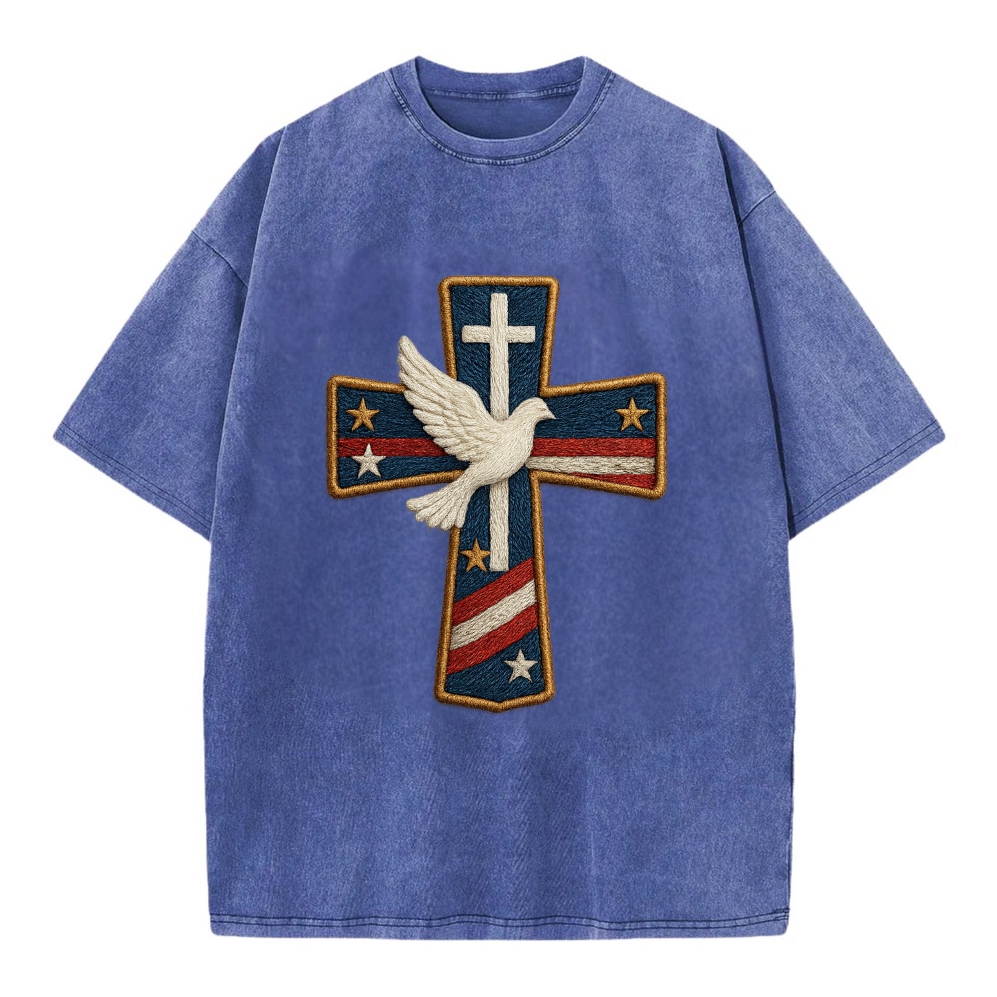 Dove and Cross  - Vintage T-shirt - Blue