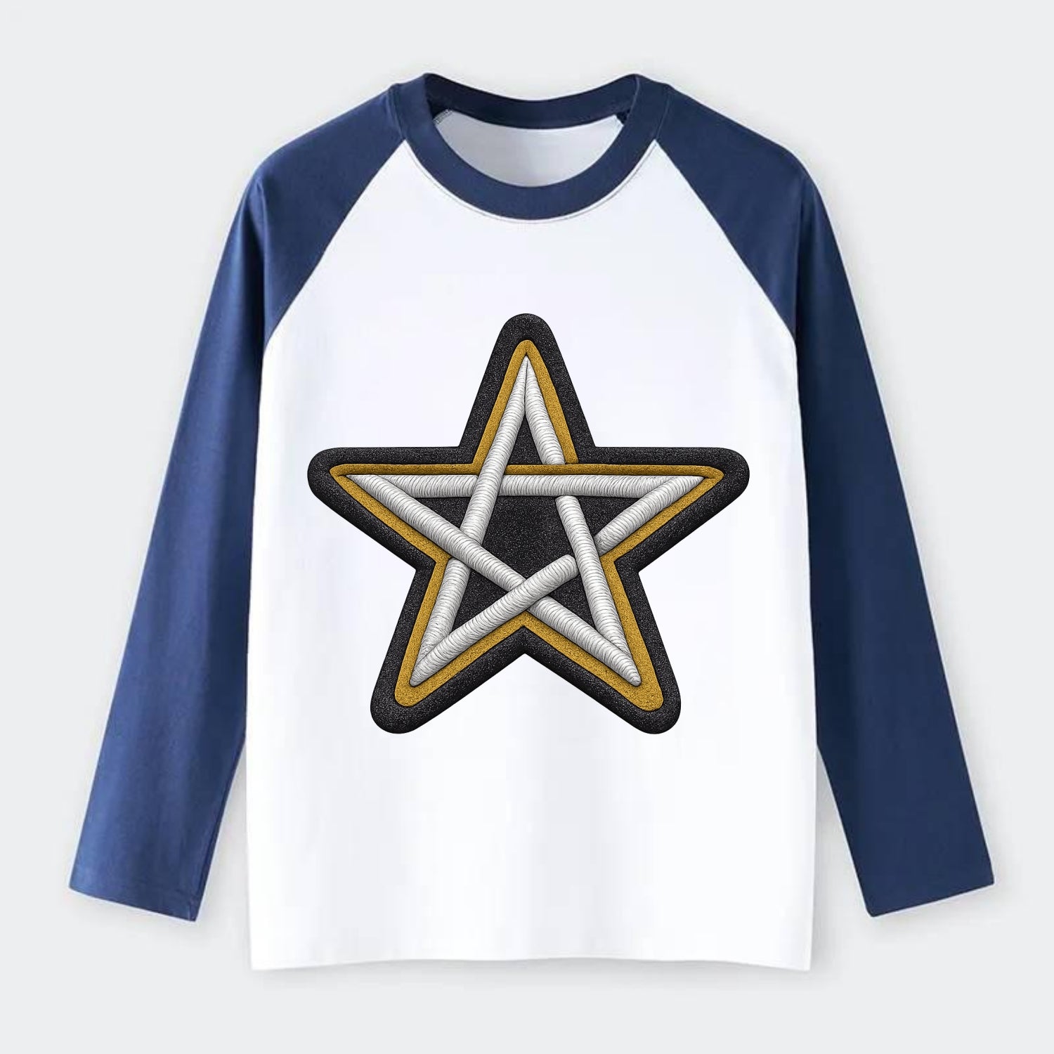 PENTAGRAM STAR - five point star in silver , protection - Raglan Long Sleeve T-Shirt - Blue