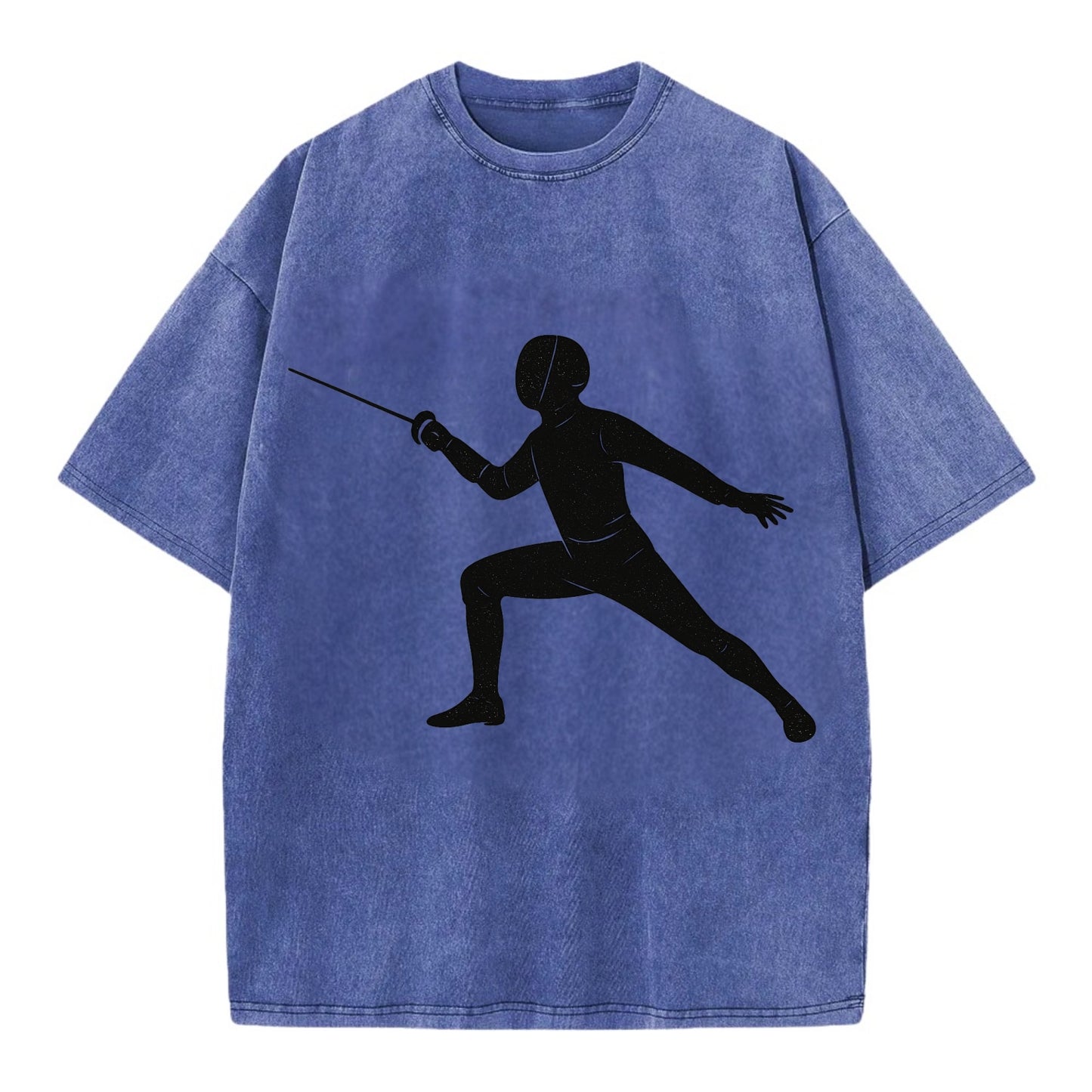 Fencer in lunge position - Vintage T-shirt - Blue