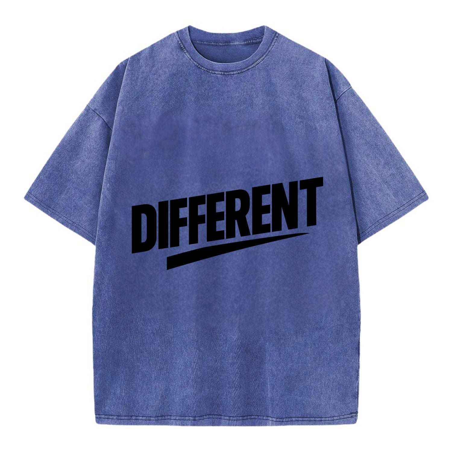Bold typography design - "DIFFERENT" - standing out, not following crowd - Vintage T-shirt - Blue