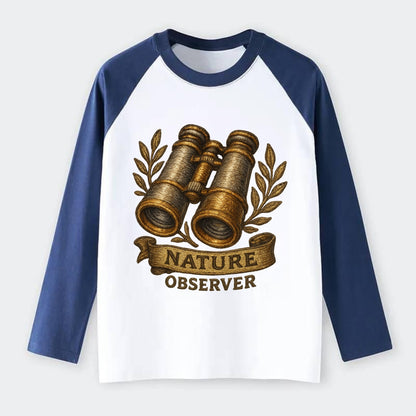 Binoculars for birdwatching - nature observer - Raglan Long Sleeve T-Shirt - Blue