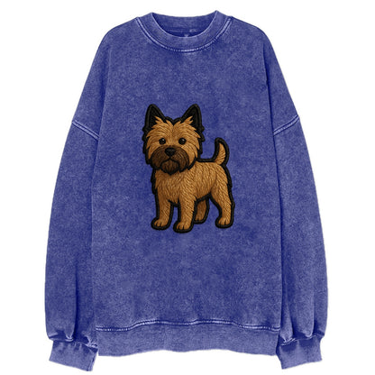 Cairn Terrier - Modern shaggy design wit - Vintage Sweatshirt - Blue