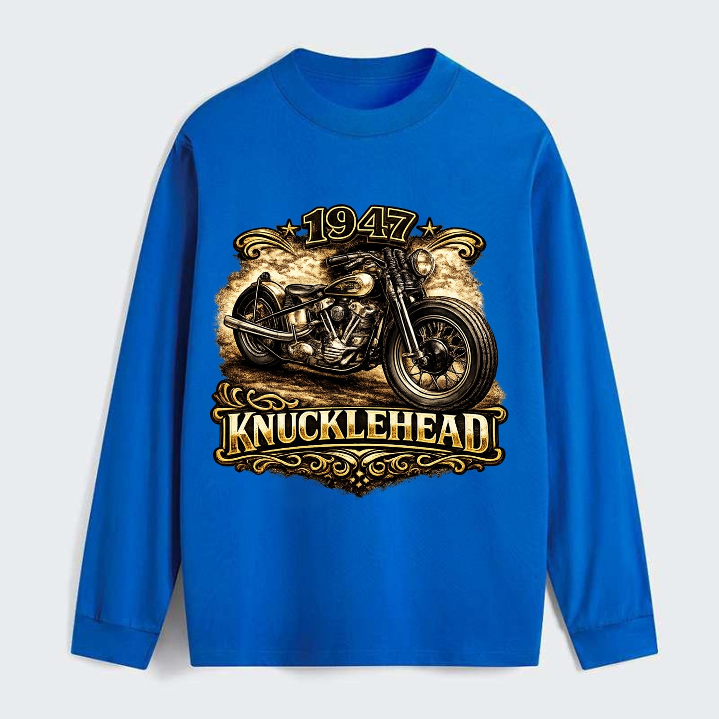 1947 Knucklehead Bobber - Classic Long Sleeve Shirt - Blue