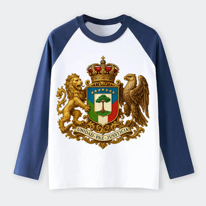 Equatorial Guinea Silk Cotton Tree Emblem - Raglan Long Sleeve T-Shirt - Blue