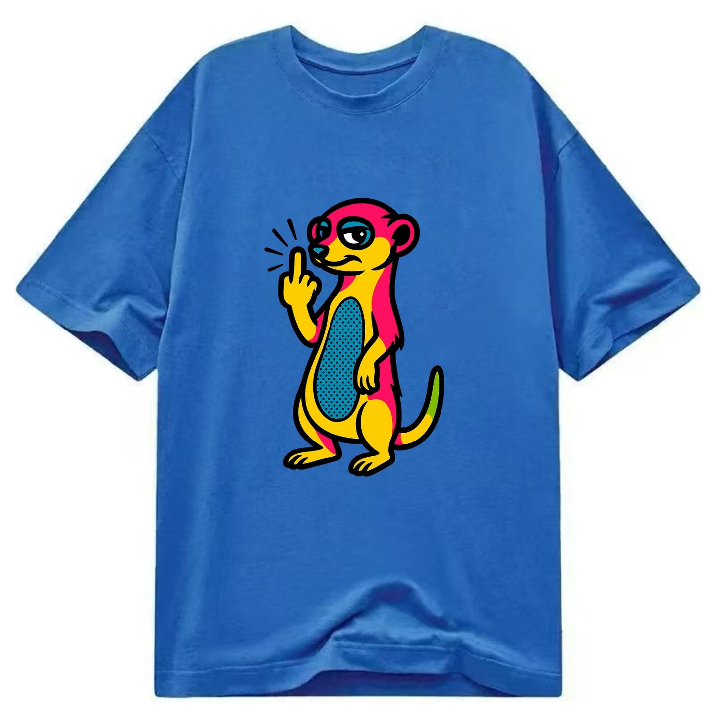cute meerkat standing guard on hind legs, one front paw raised in sassy salute - Classic T-shirt - Blue