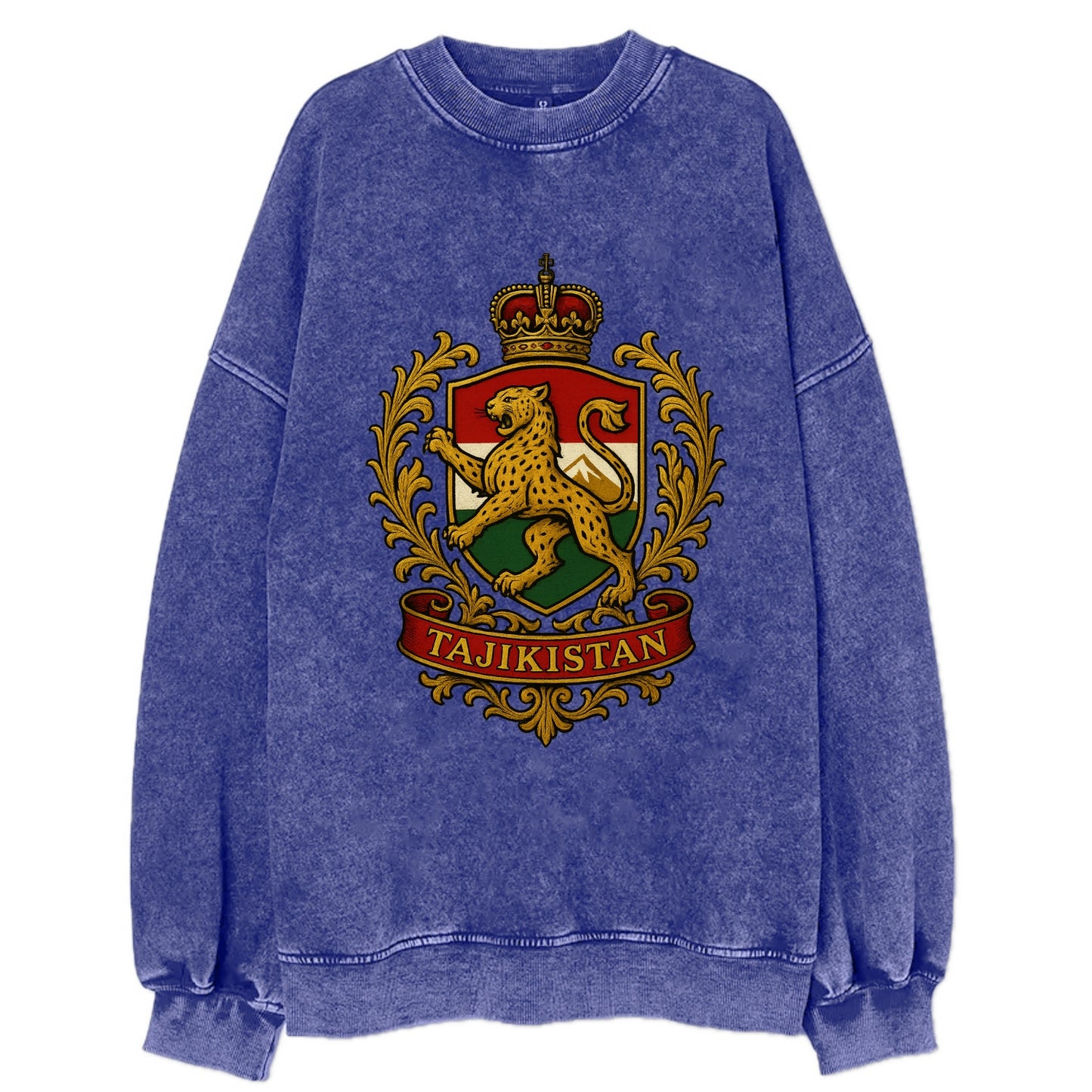 Tajikistan Heritage Badge  - Vintage Sweatshirt - Blue