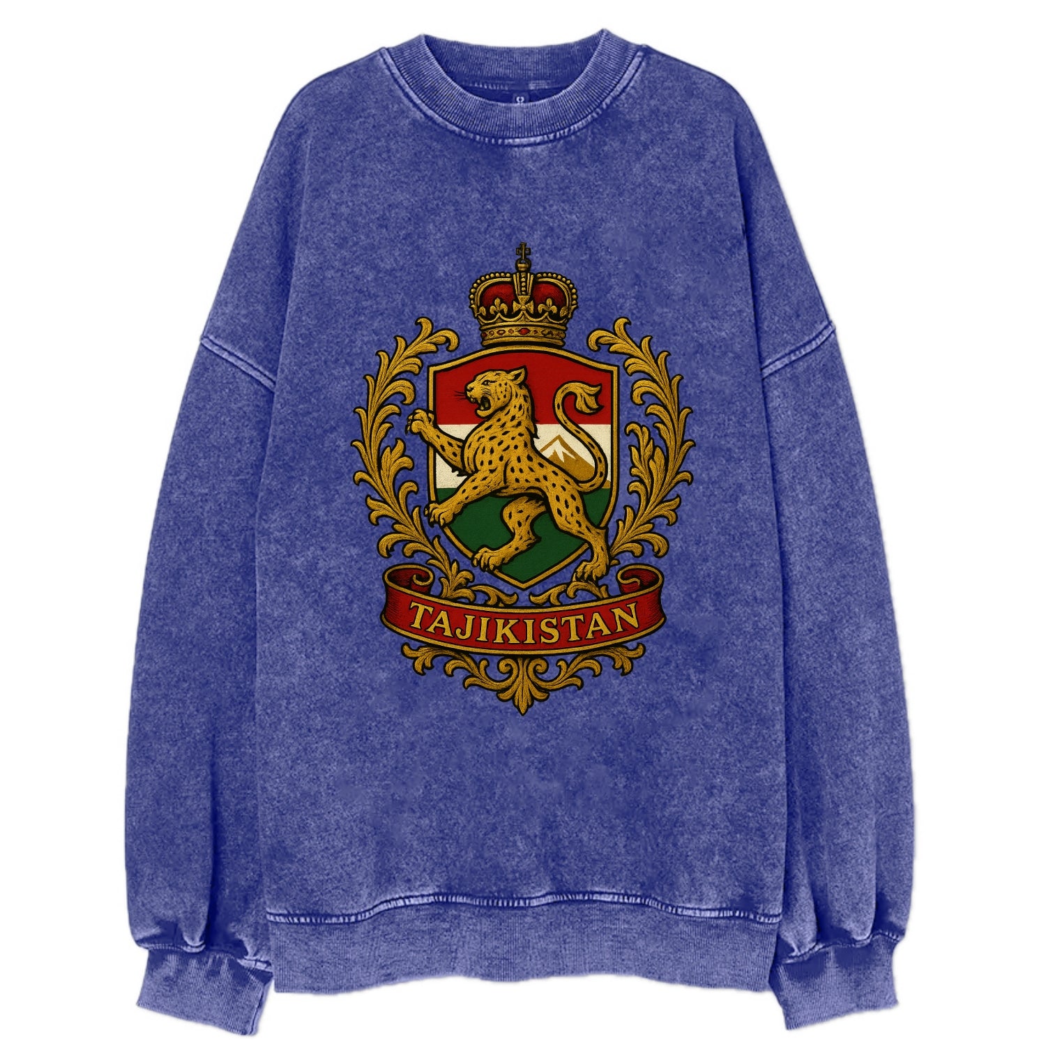 Tajikistan Heritage Badge  - Vintage Sweatshirt - Blue