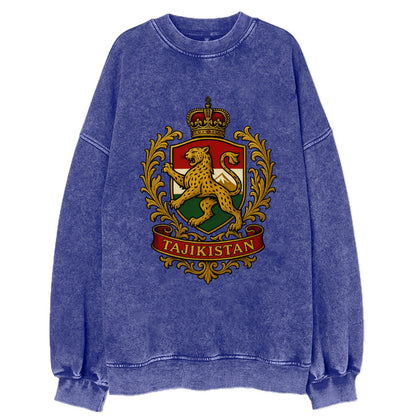 Tajikistan Heritage Badge  - Vintage Sweatshirt - Blue