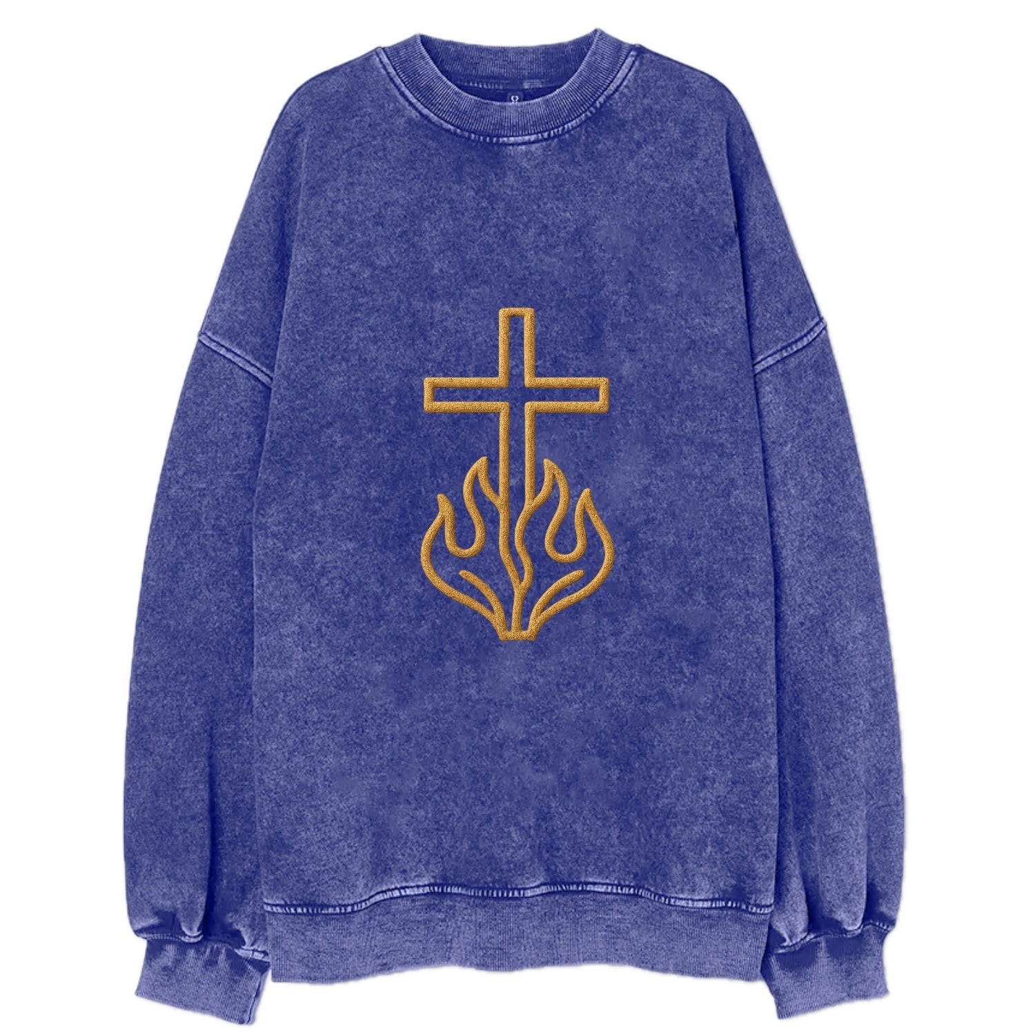 Burning Bush Cross  - Vintage Sweatshirt - Blue