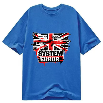 SYSTEM ERROR | Glitch Union Jack pattern | Digital corruption effect | Error code - Classic T-shirt - Blue