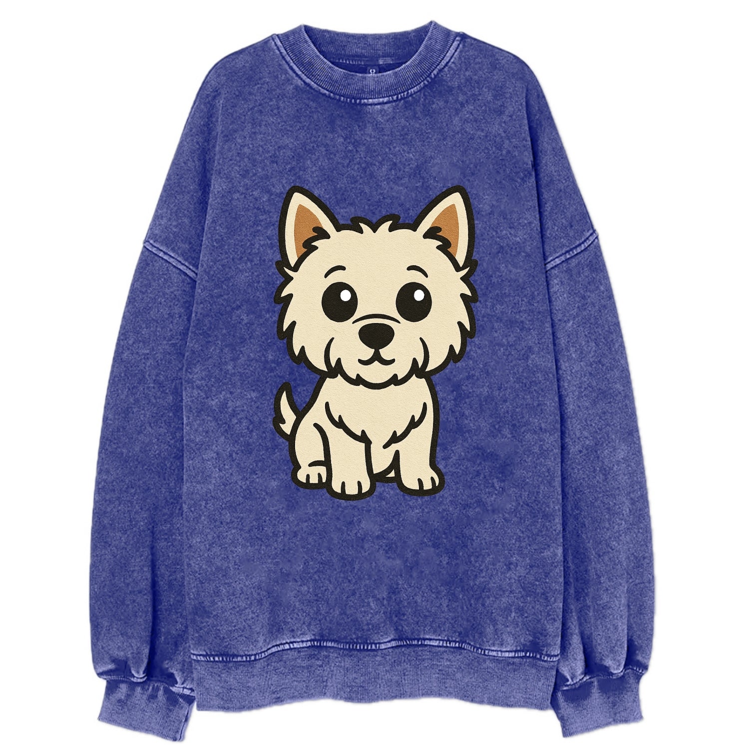 West Highland White Terrier - Alert standing pose - Vintage Sweatshirt - Blue
