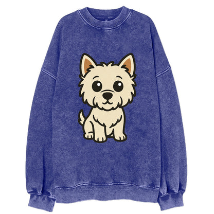 West Highland White Terrier - Alert standing pose - Vintage Sweatshirt - Blue
