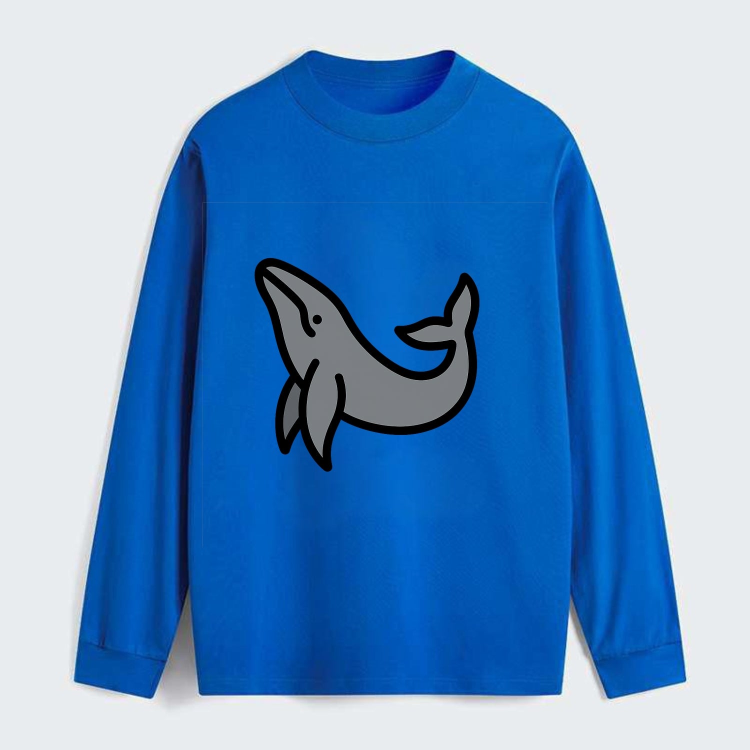 Humpback Whale - Gray breaching pose flat side profile - Classic Long Sleeve Shirt - Blue