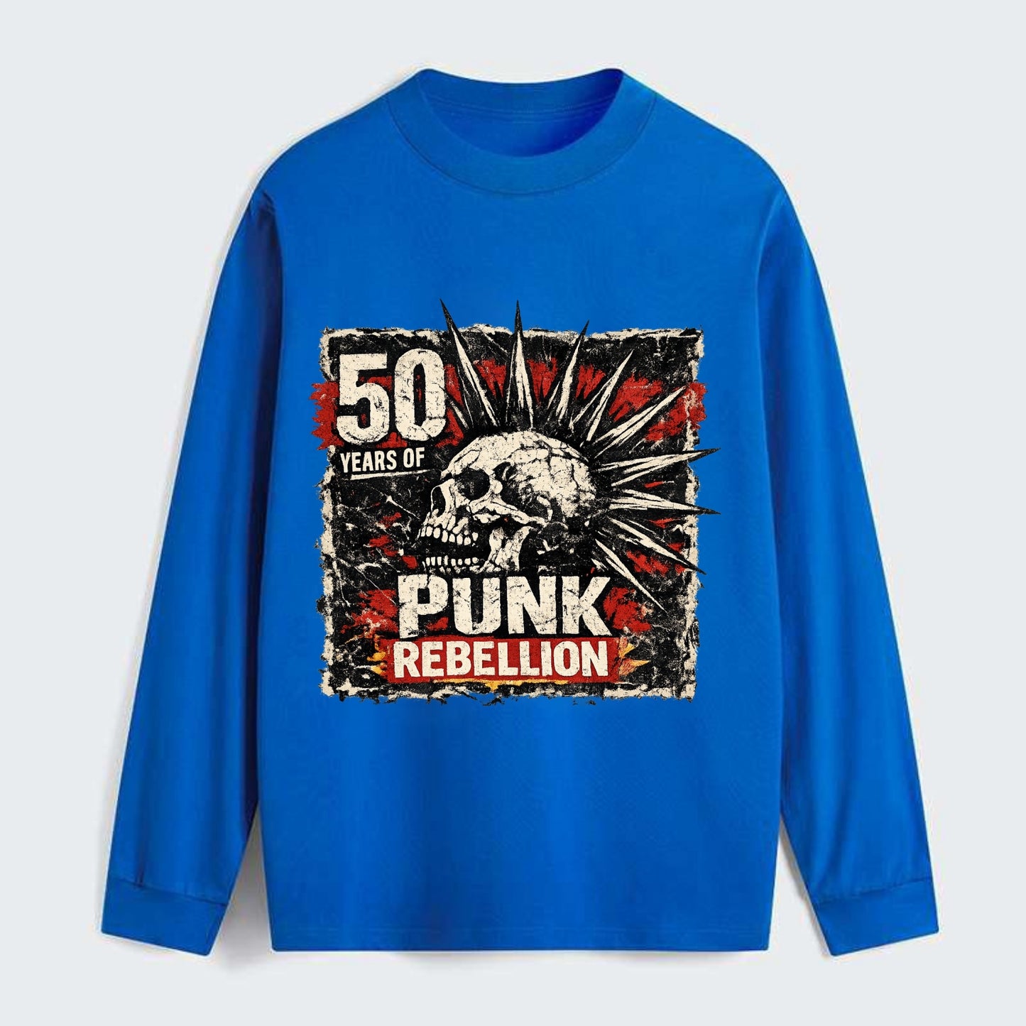 MOHAWK RISING | Spiked hair silhouette | Liberty spikes | Punk identity - Classic Long Sleeve Shirt - Blue