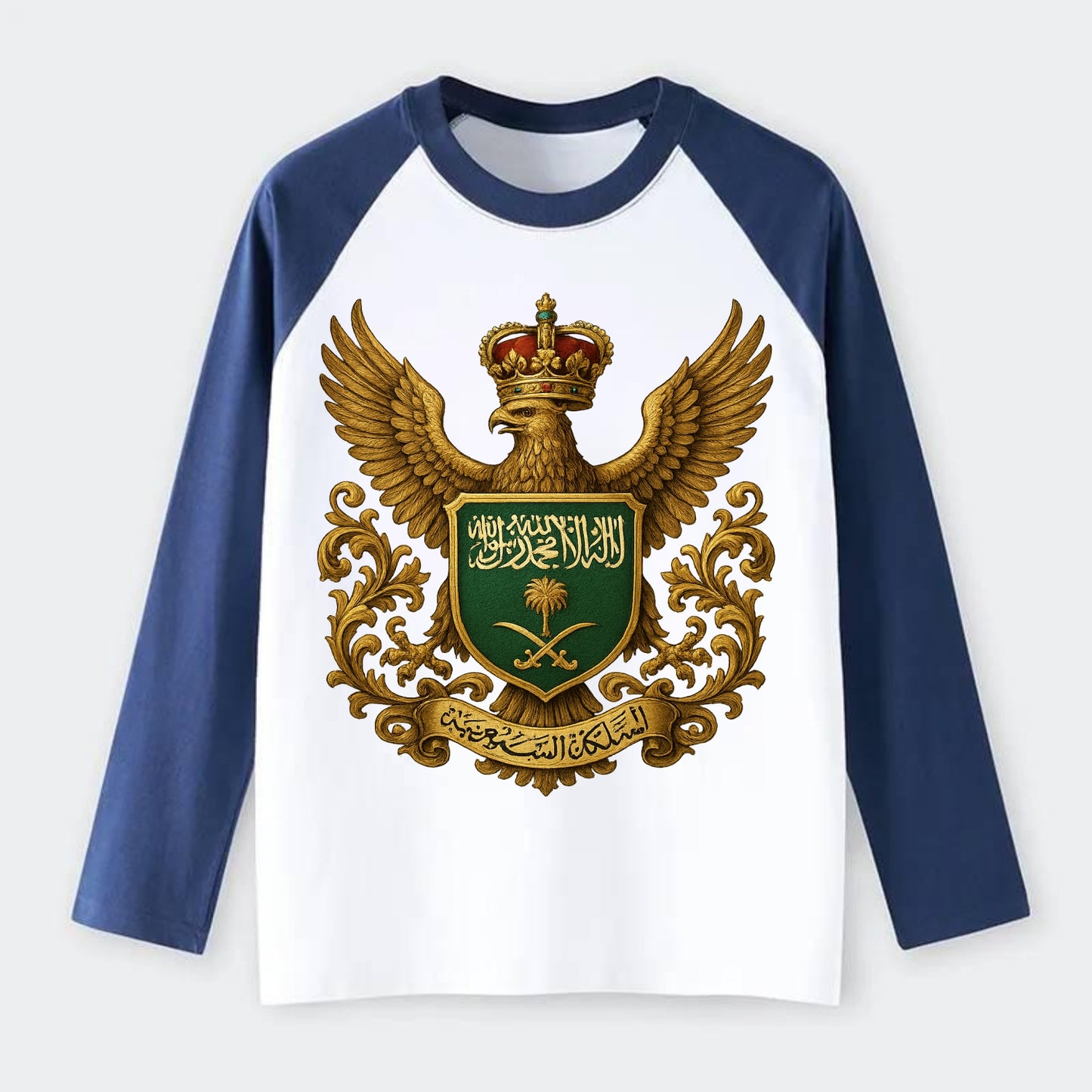 Saudi Arabia Heritage Badge - Raglan Long Sleeve T-Shirt - Blue