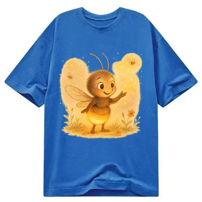 Firefly choreographer arranging synchronized light patterns over a meadow stage - Classic T-shirt - Blue