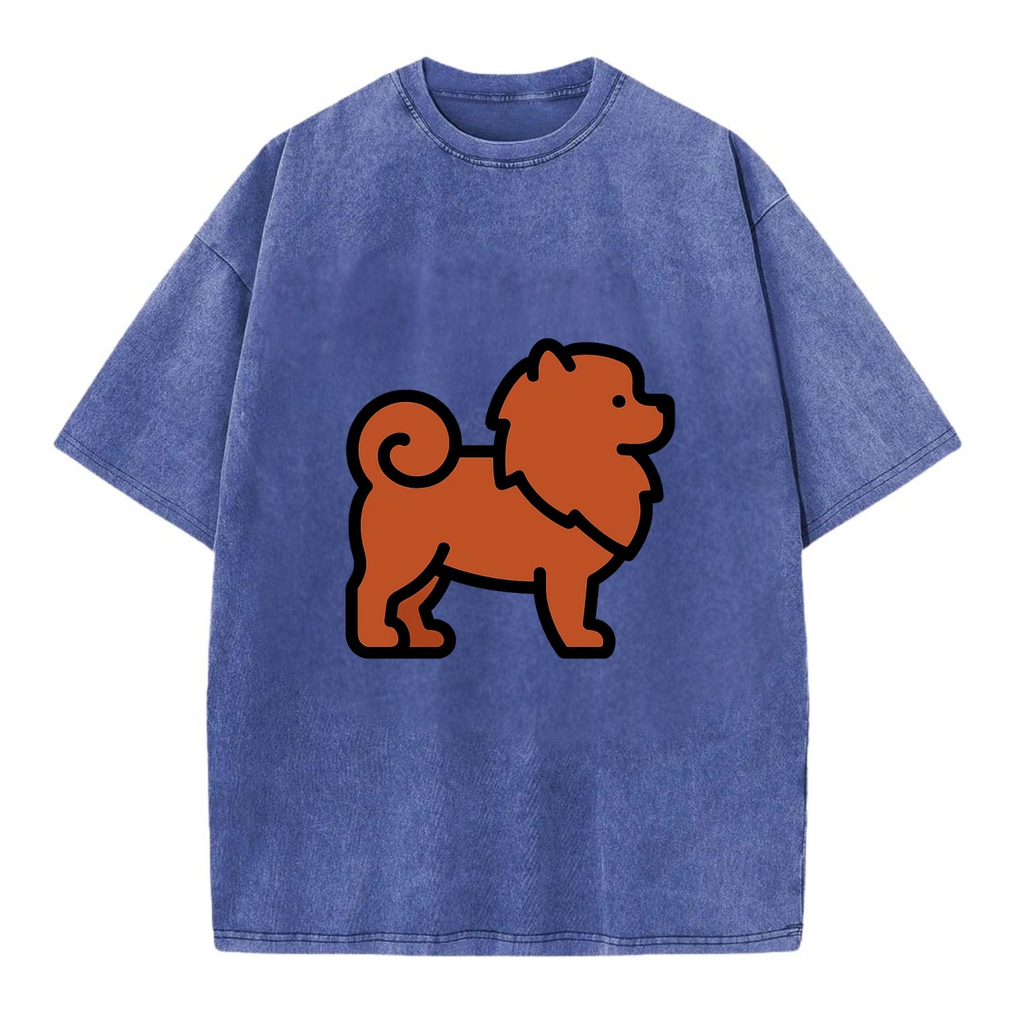 Chow Chow - Red fluffy flat side profile - Vintage T-shirt - Blue