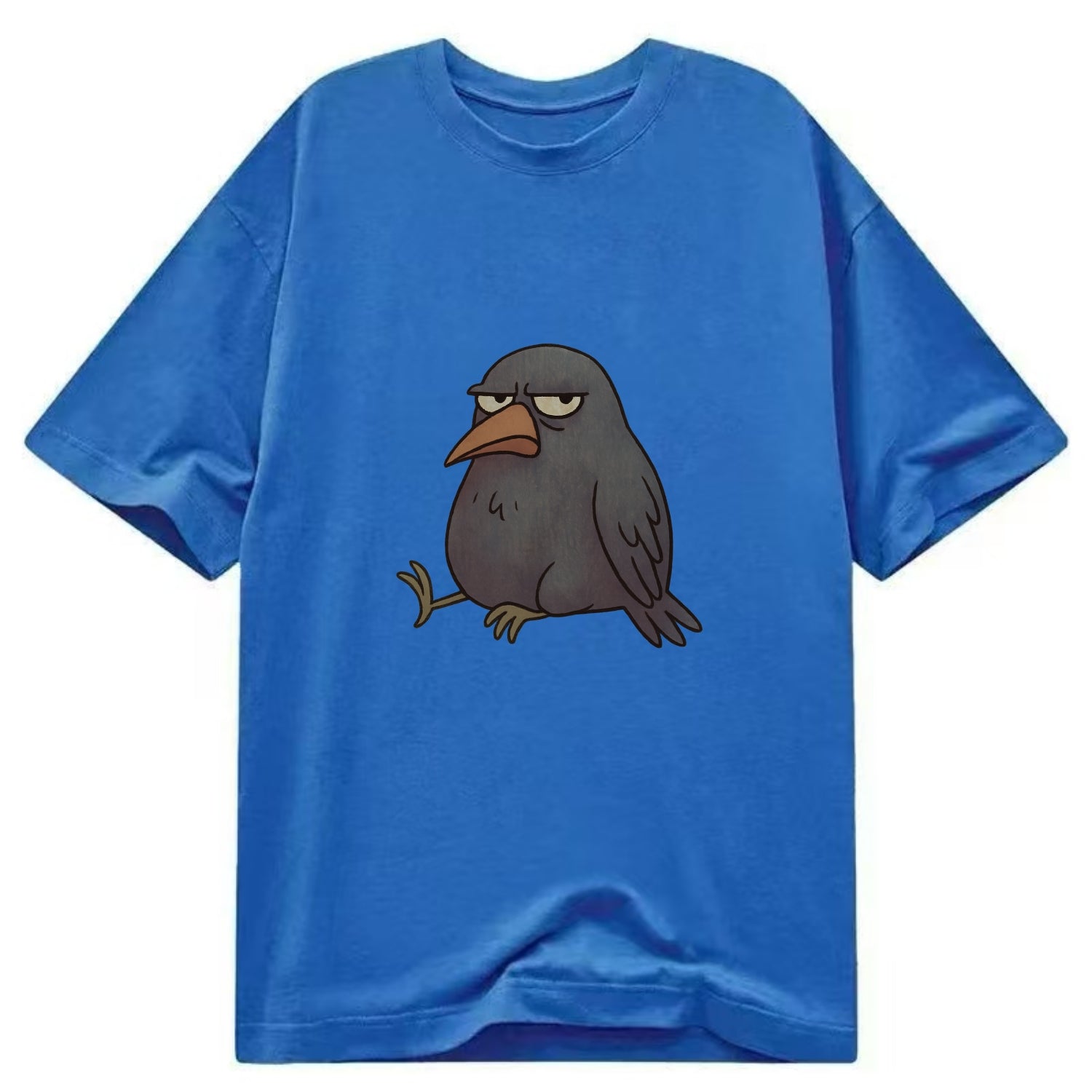 THE CROW JUDGES SILENTLY | Black crow with disapproving look - Classic T-shirt - Blue