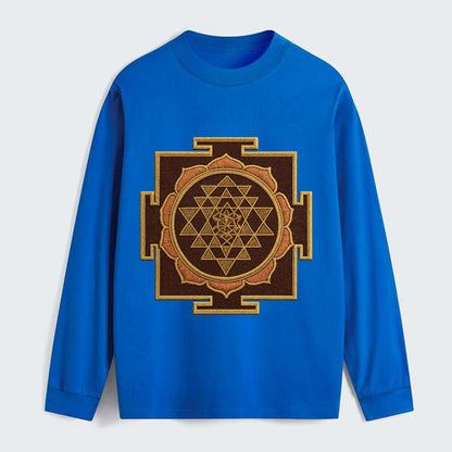 Sri Yantra  - Classic Long Sleeve Shirt - Blue