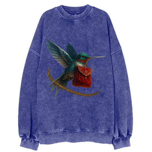 Frostbite Hummingbird Courier  - Vintage Sweatshirt - Blue