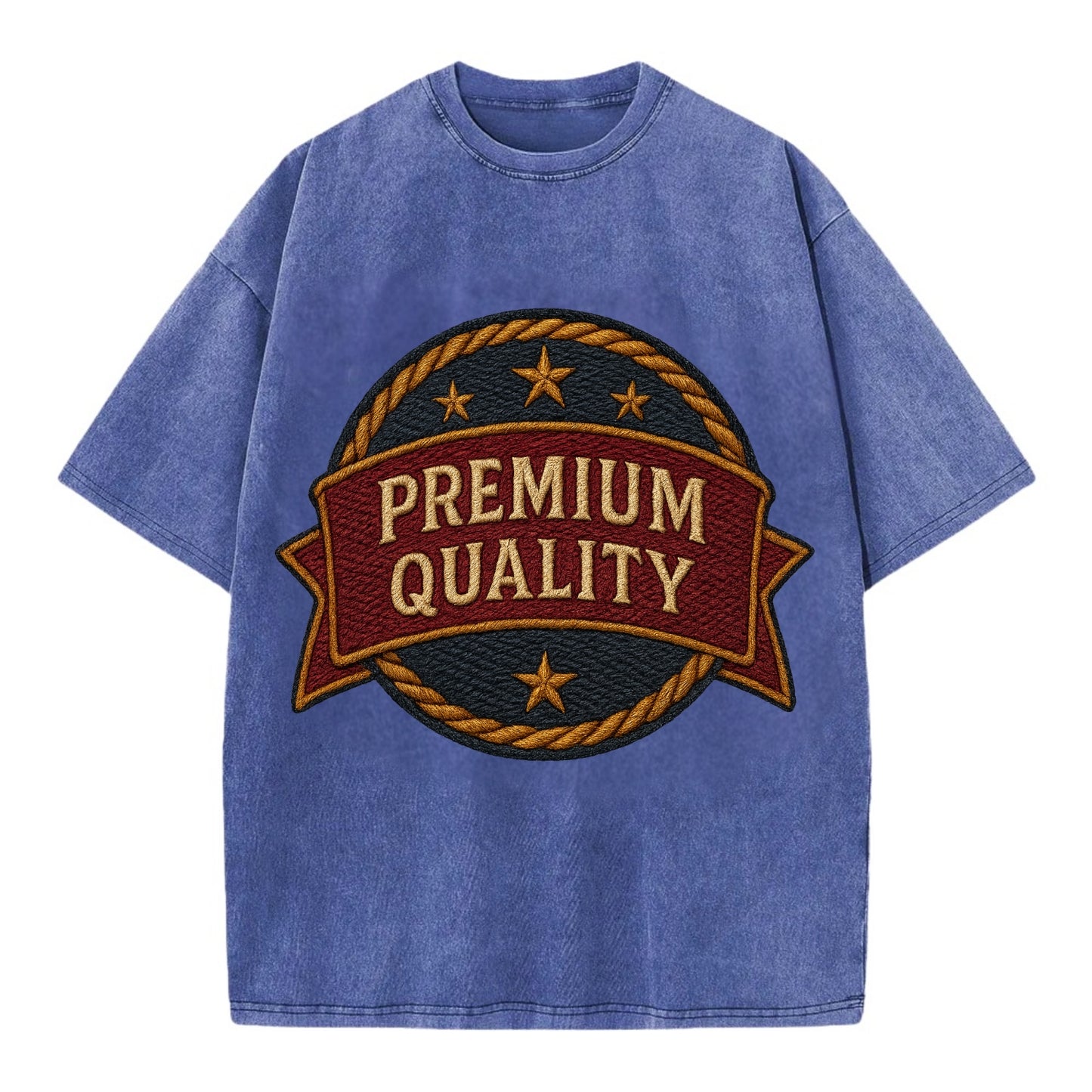 Premium Quality Badge  - Vintage T-shirt - Blue