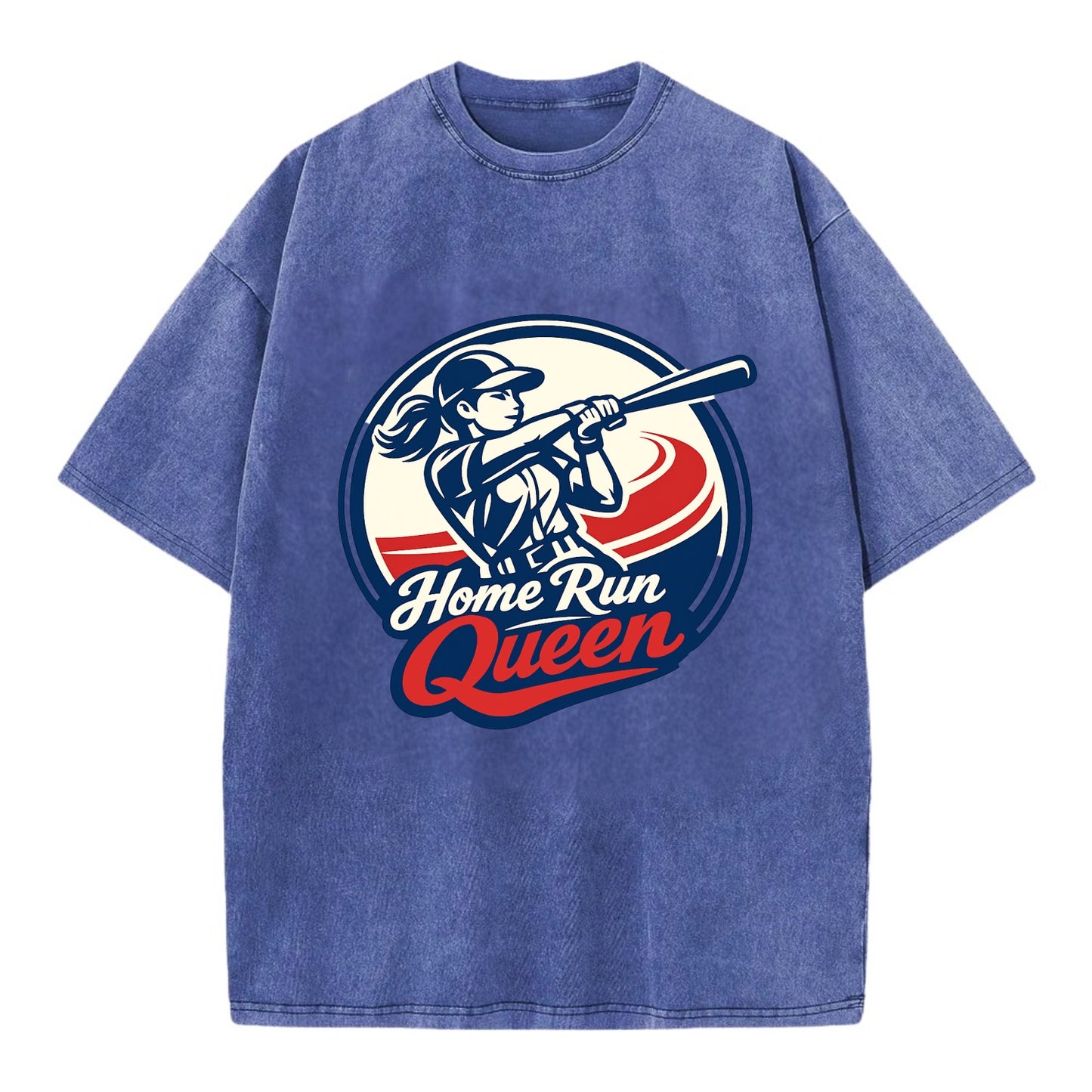 Feminine Power at Bat - Vintage T-shirt - Blue