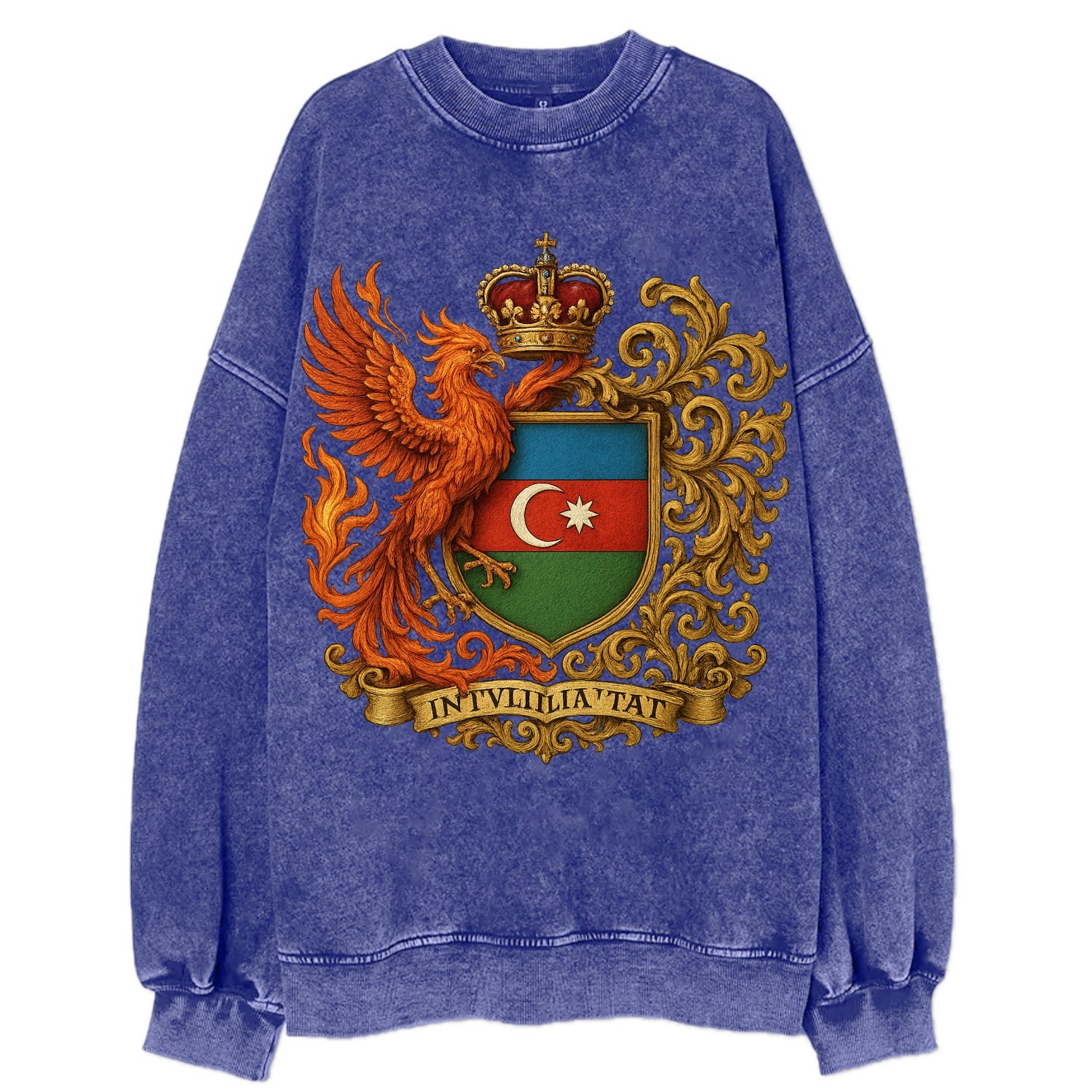 Azerbaijan Fire Phoenix Emblem - Vintage Sweatshirt - Blue