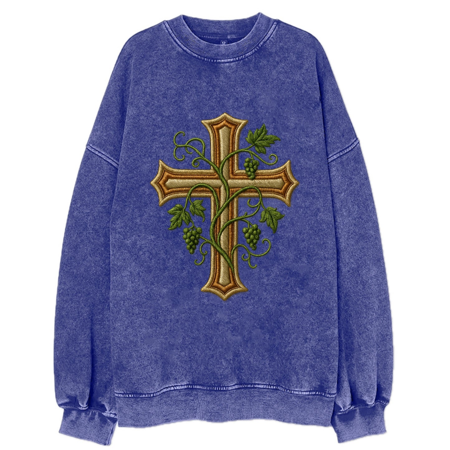 Vine Cross  - Vintage Sweatshirt - Blue