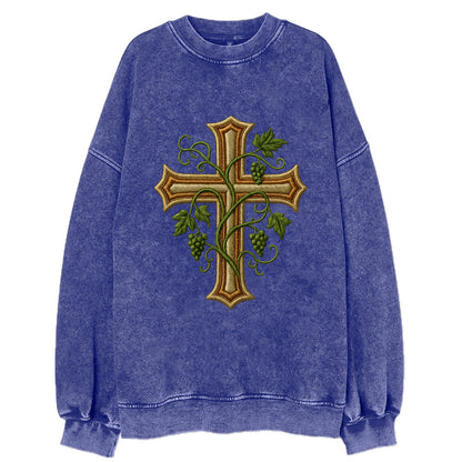 Vine Cross  - Vintage Sweatshirt - Blue