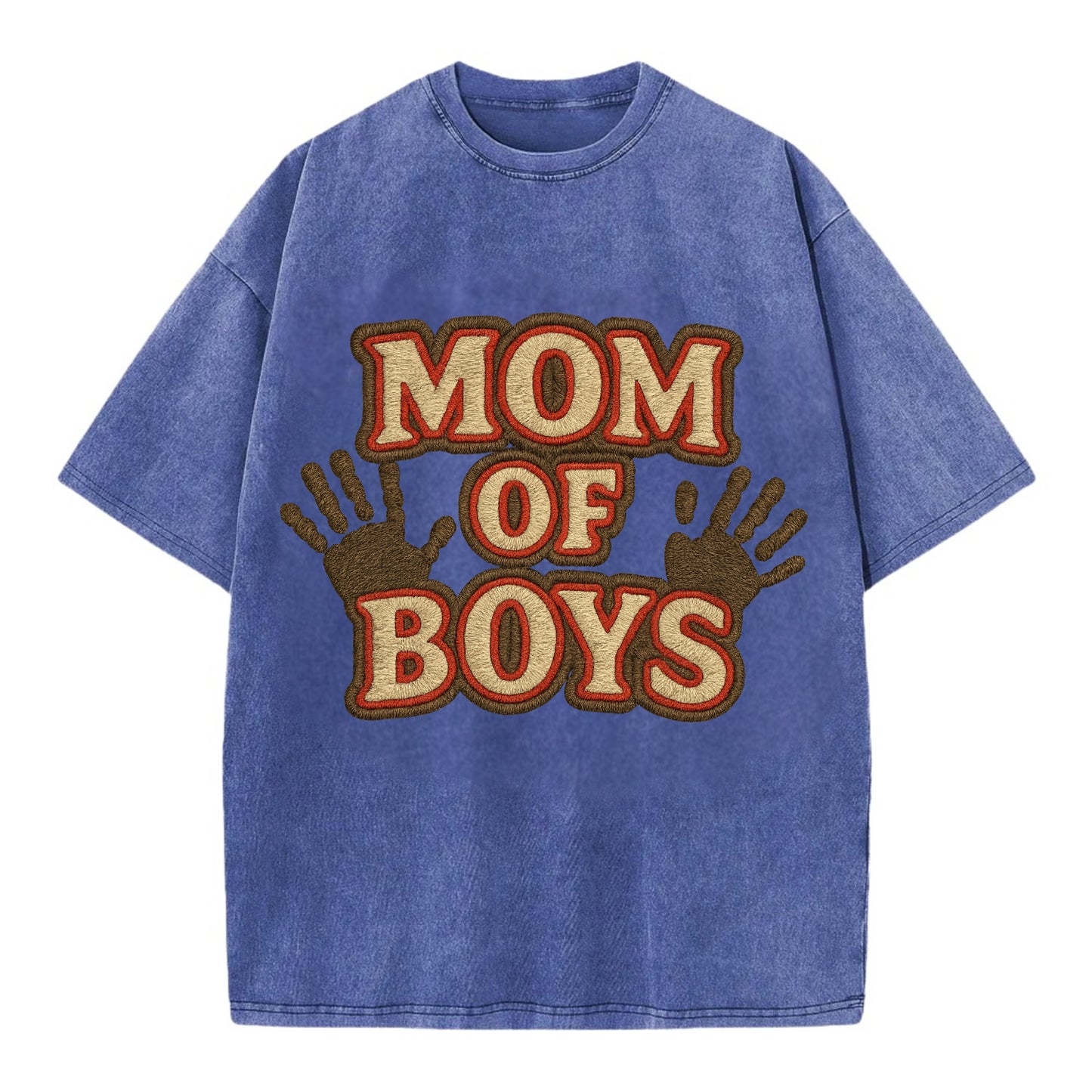 Mom Of Boys  - Vintage T-shirt - Blue