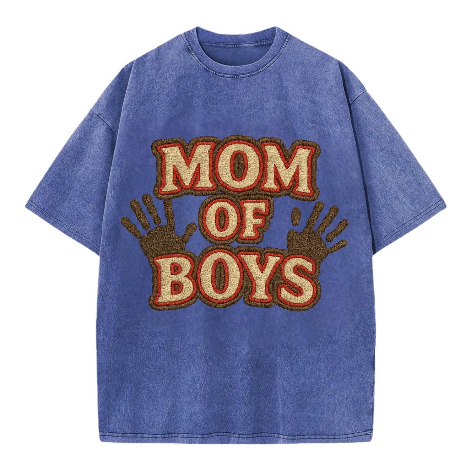 Mom Of Boys  - Vintage T-shirt - Blue