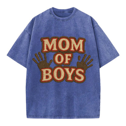 Mom Of Boys  - Vintage T-shirt - Blue