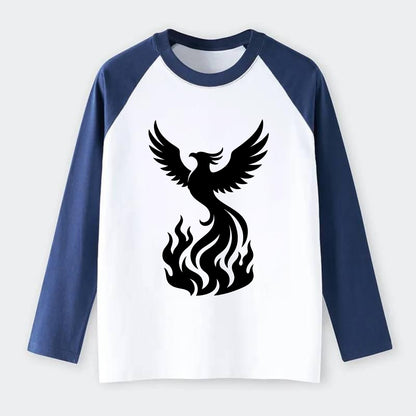 Phoenix rising from flames - Raglan Long Sleeve T-Shirt - Blue