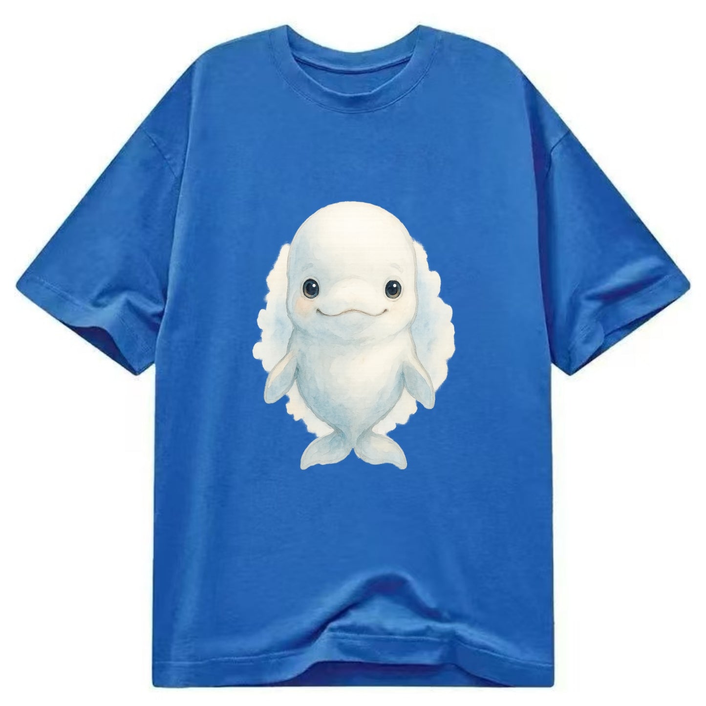 Baby Beluga Whale - pure white, rounded forehead, small eyes with big - Classic T-shirt - Blue