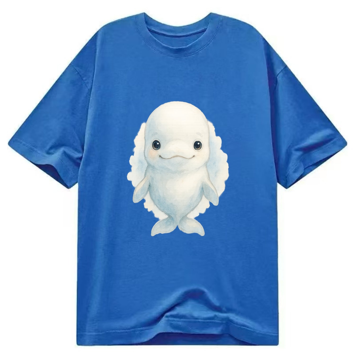 Baby Beluga Whale - pure white, rounded forehead, small eyes with big - Classic T-shirt - Blue