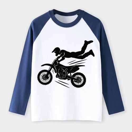 Motocross rider airborne trick - Raglan Long Sleeve T-Shirt