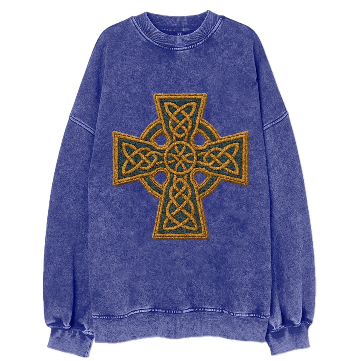 Book Of Kells Cross - Vintage Sweatshirt - Blue
