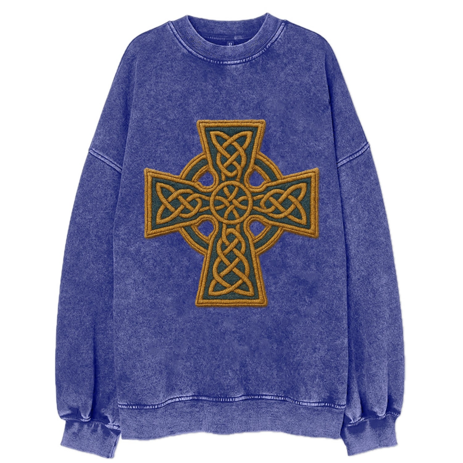Book Of Kells Cross - Vintage Sweatshirt - Blue