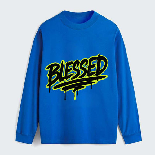 Bold typography design - BLESSED - recognizing good fortune, abundance - Classic Long Sleeve Shirt