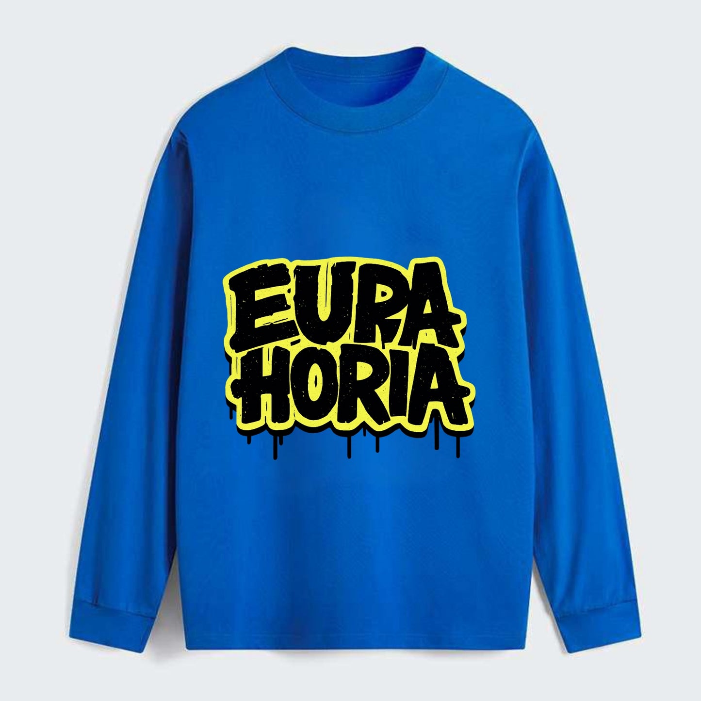 Bold typography design - "EUPHORIA" - intense happiness, ecstasy - Classic Long Sleeve Shirt - Blue