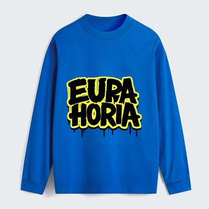 Bold typography design - "EUPHORIA" - intense happiness, ecstasy - Classic Long Sleeve Shirt - Blue
